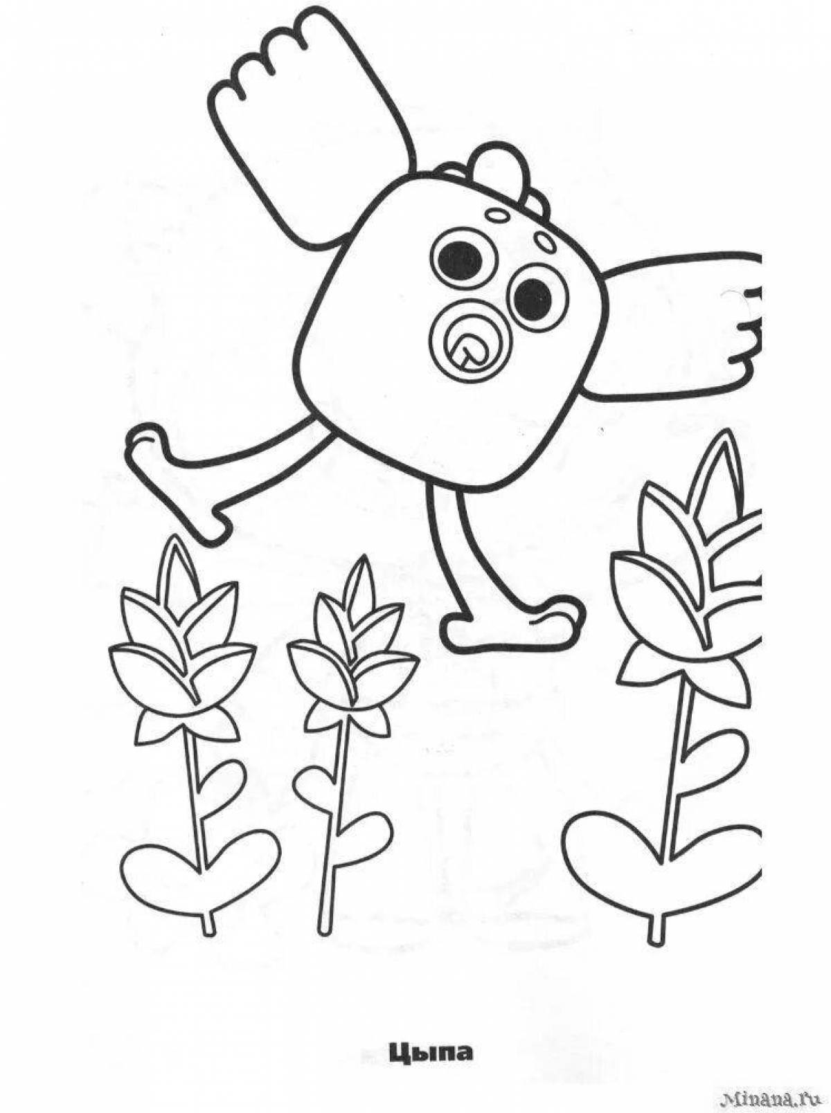 Colorful cute chick coloring page