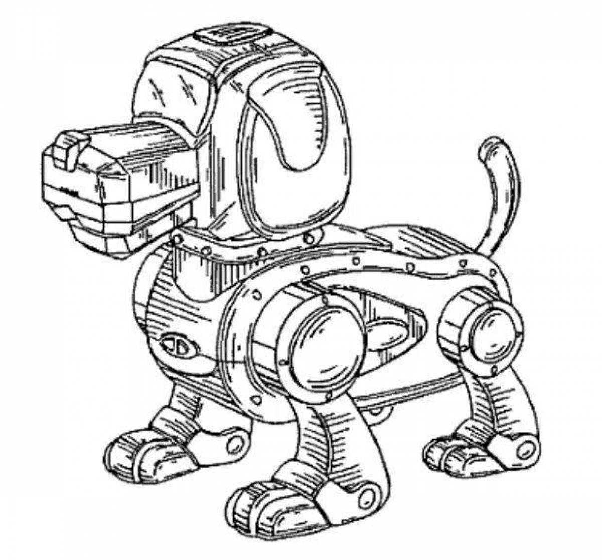 Cute robot dog coloring book