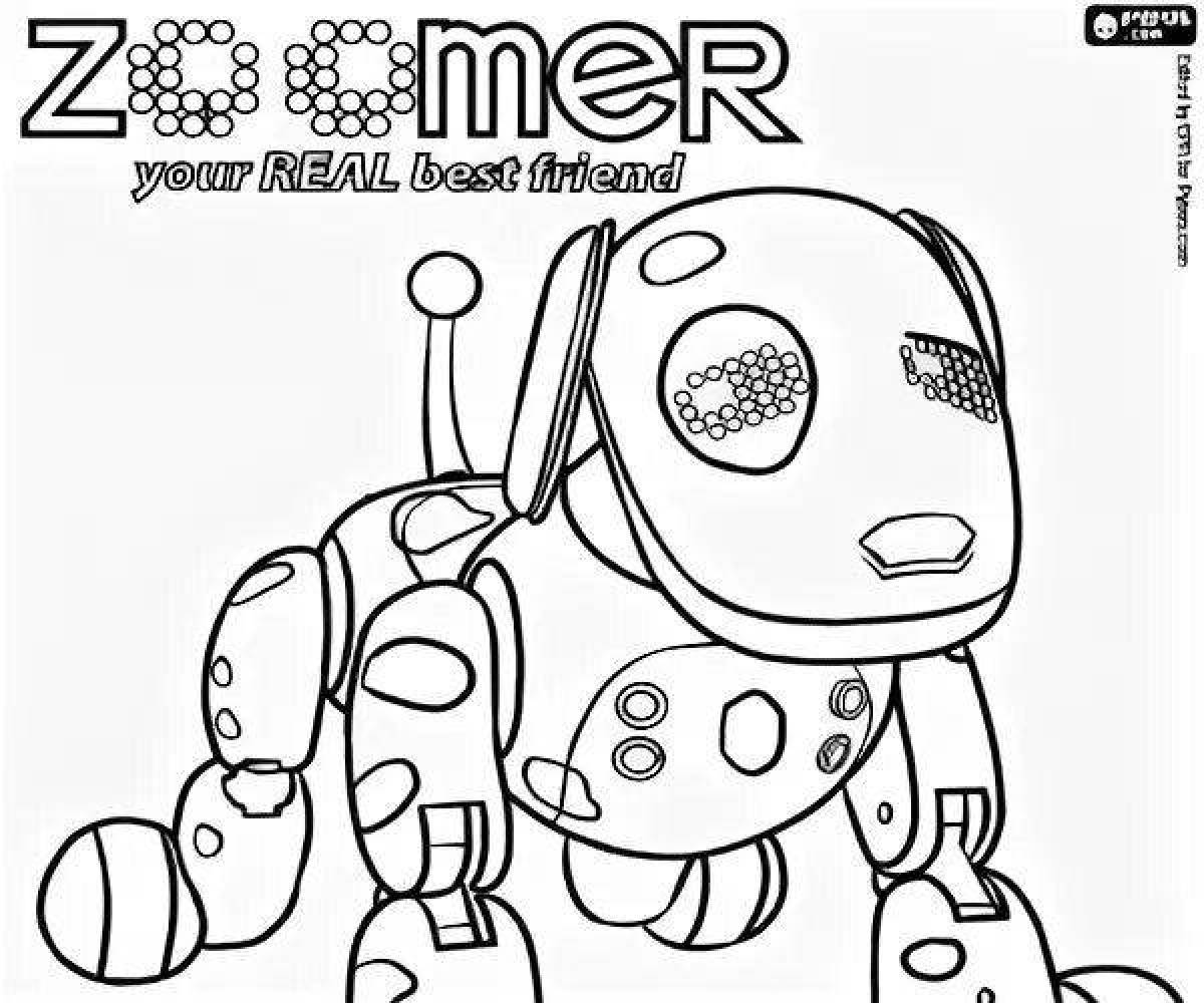 Coloring page funny robot dog