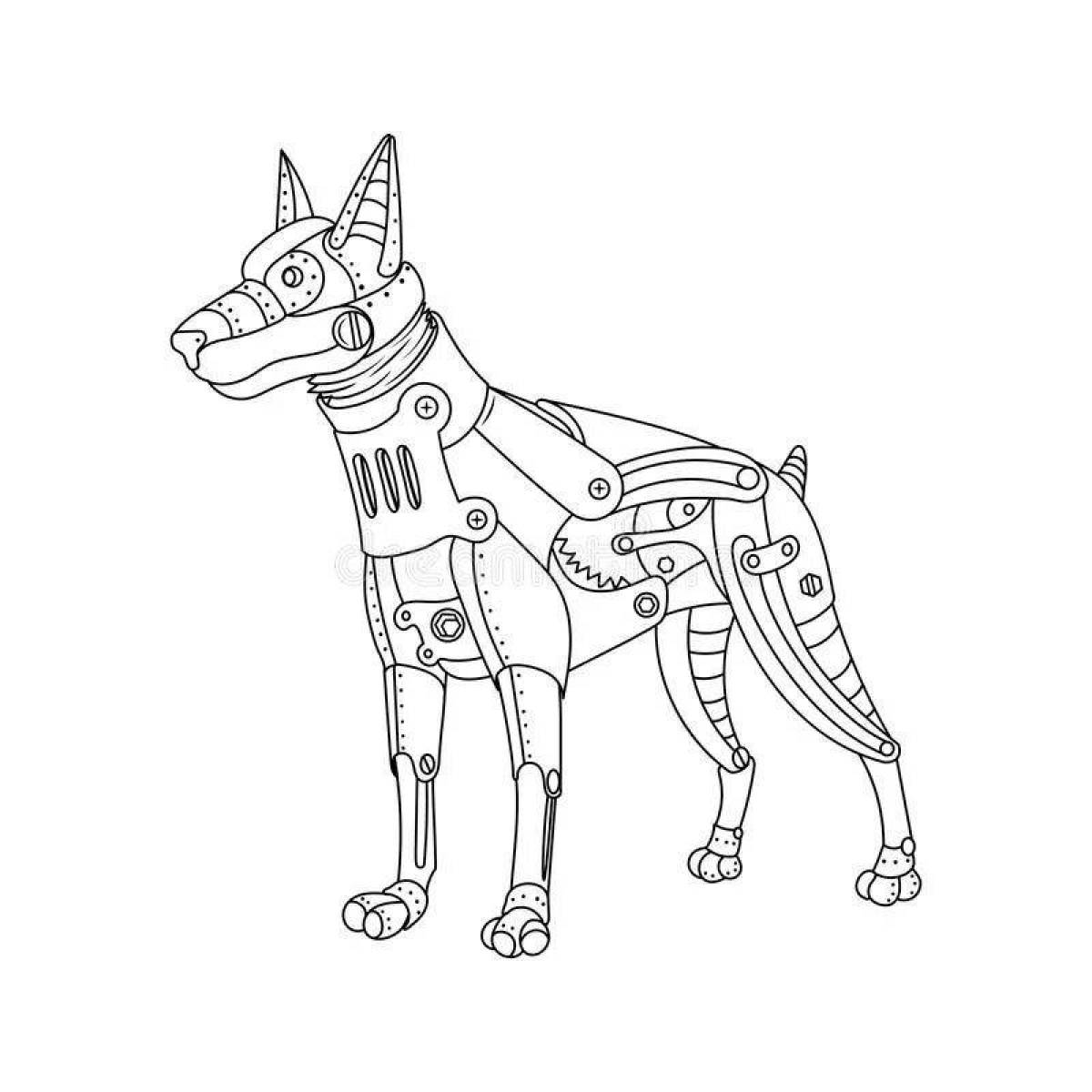 Fabulous robot dog coloring page