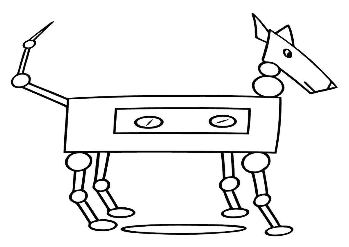 Удивительная страница-раскраска робот-собака