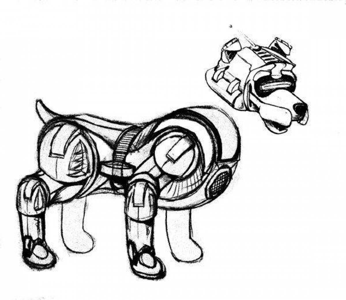 Креативная собака-робот-раскраска