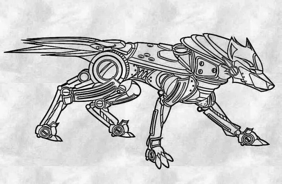 Coloring page freaky robot dog
