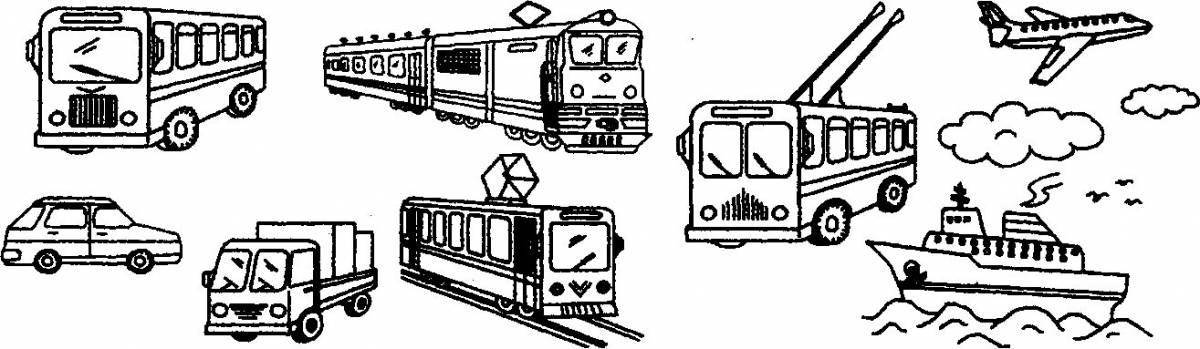 Bright ground transportation coloring page