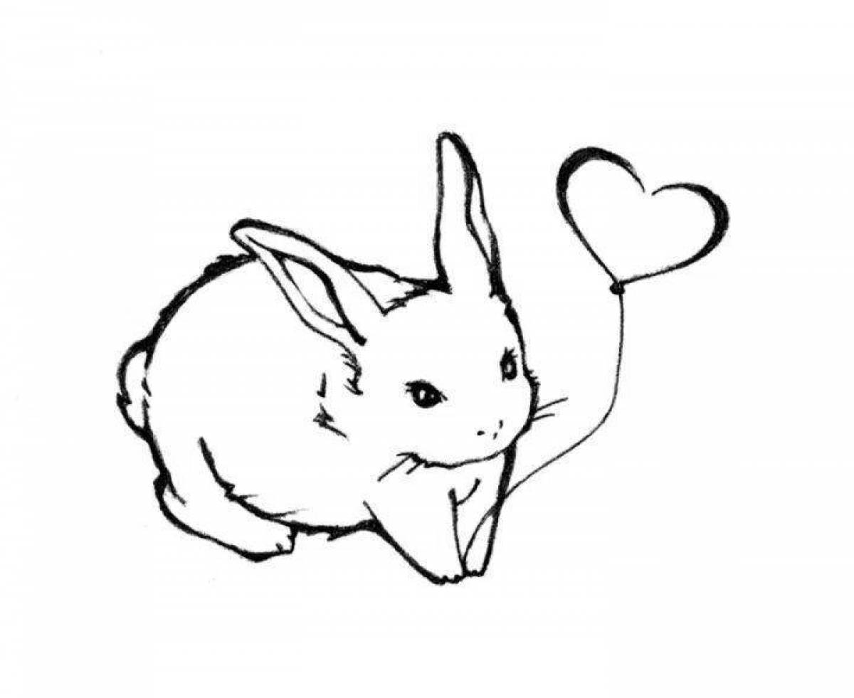 Пушистый кролик-раскраска