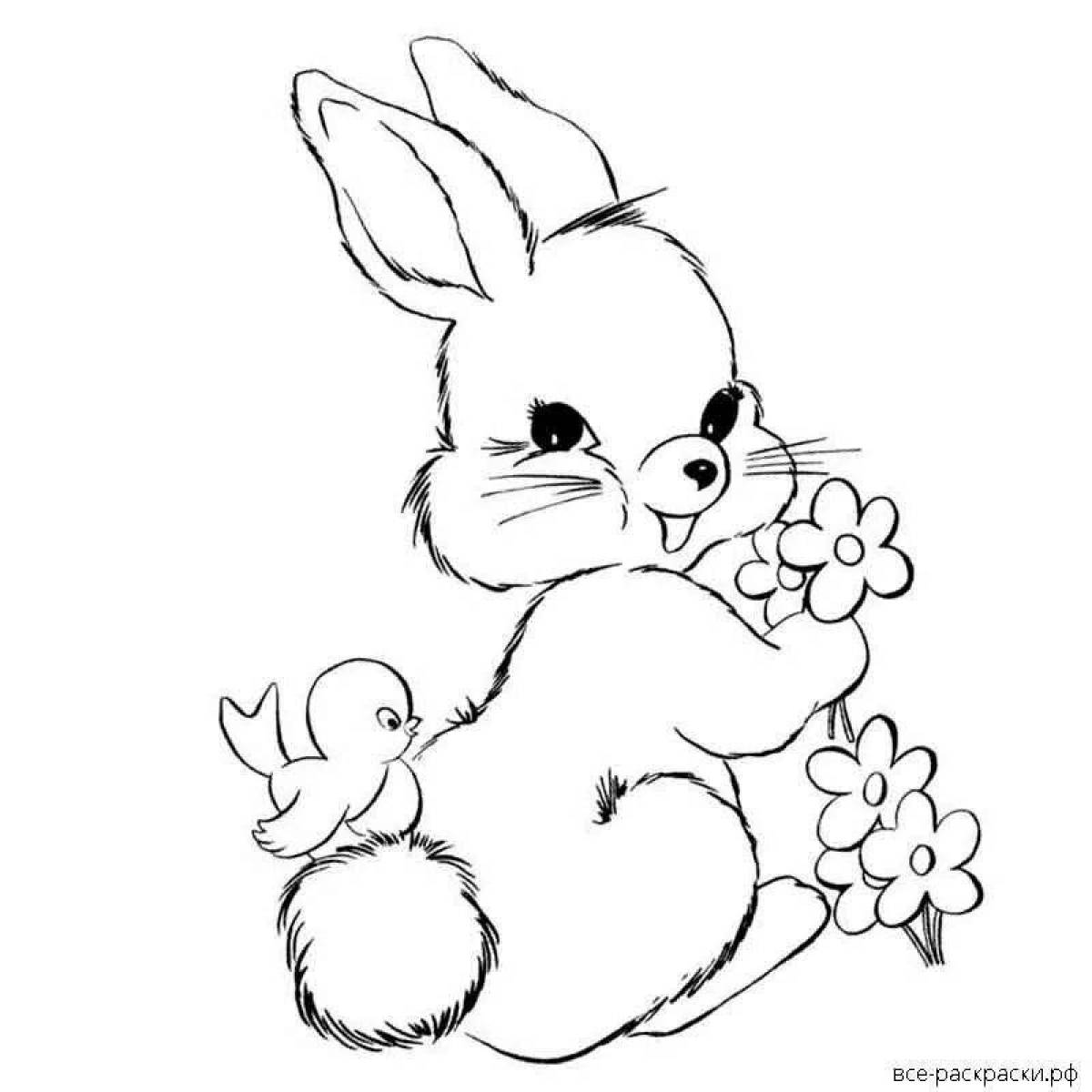 Уютный кролик-раскраска