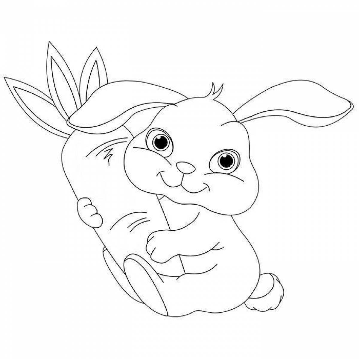 Кролик-раскраска с большой улыбкой