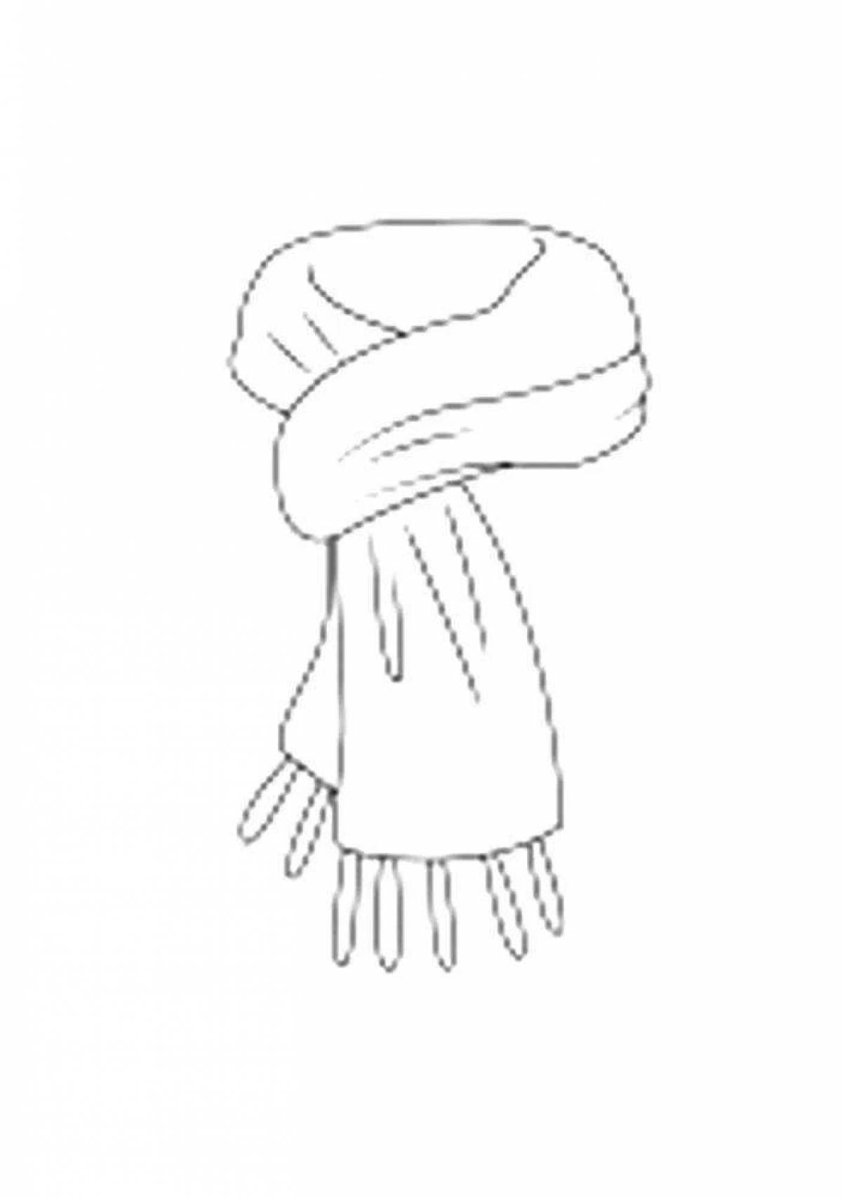Children's happy scarf coloring page