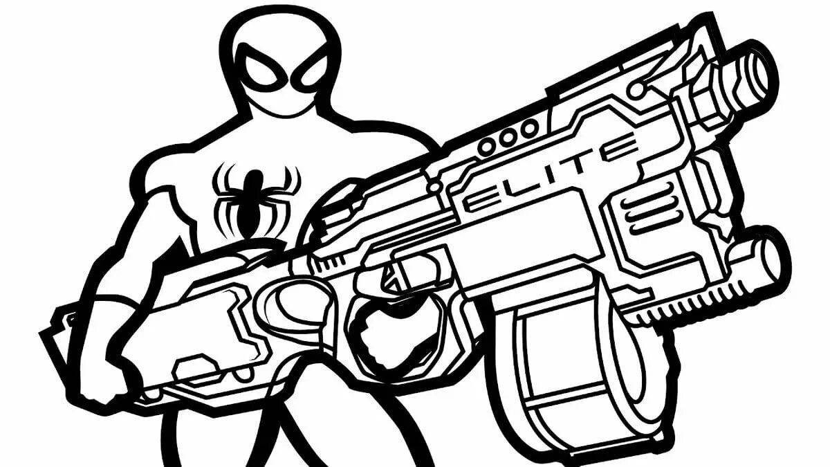 Impressive coloring pages with weapons for boys
