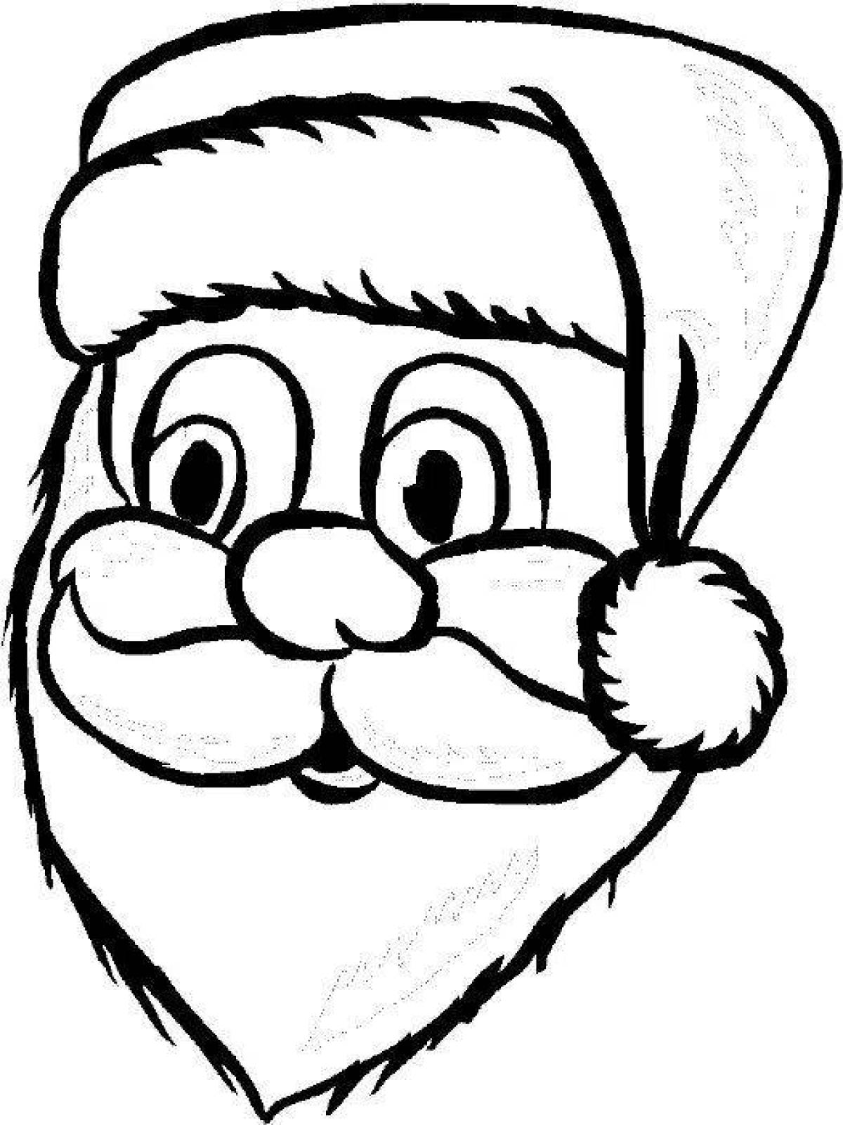 Coloring head of cheerful santa claus