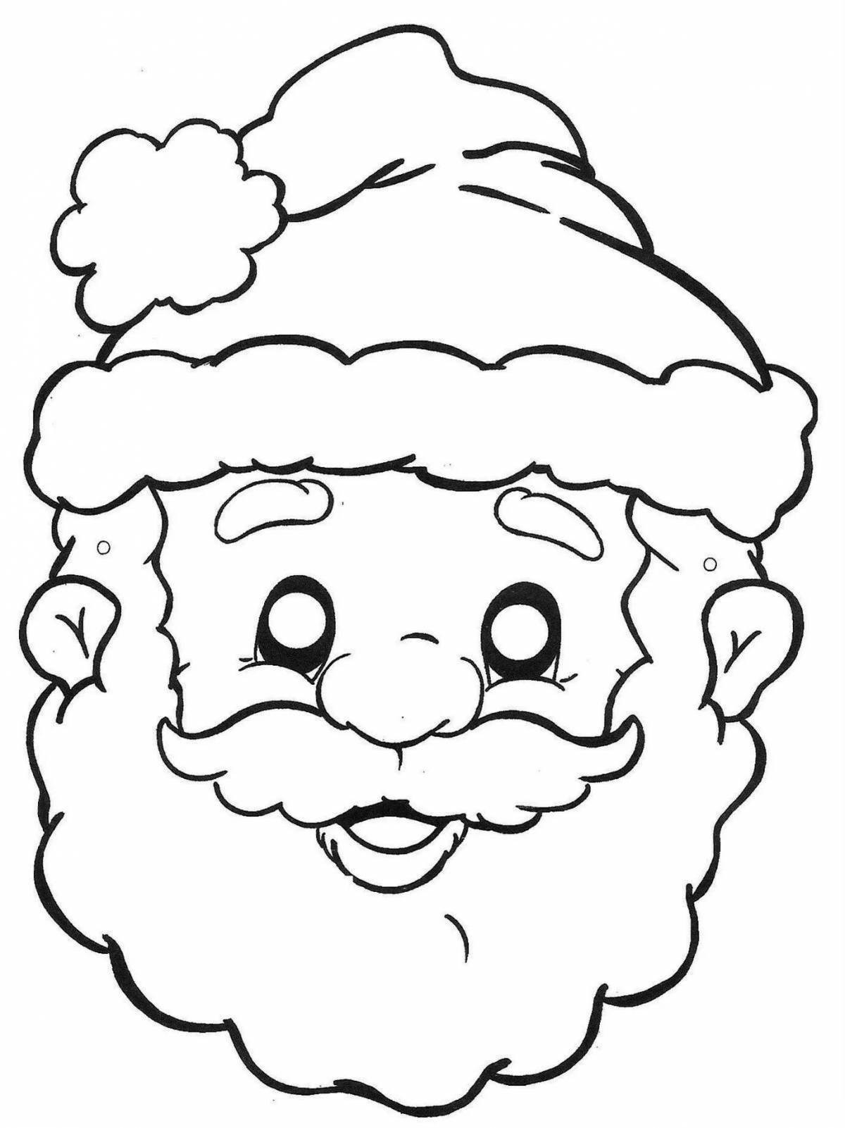 Santa's glowing head coloring page