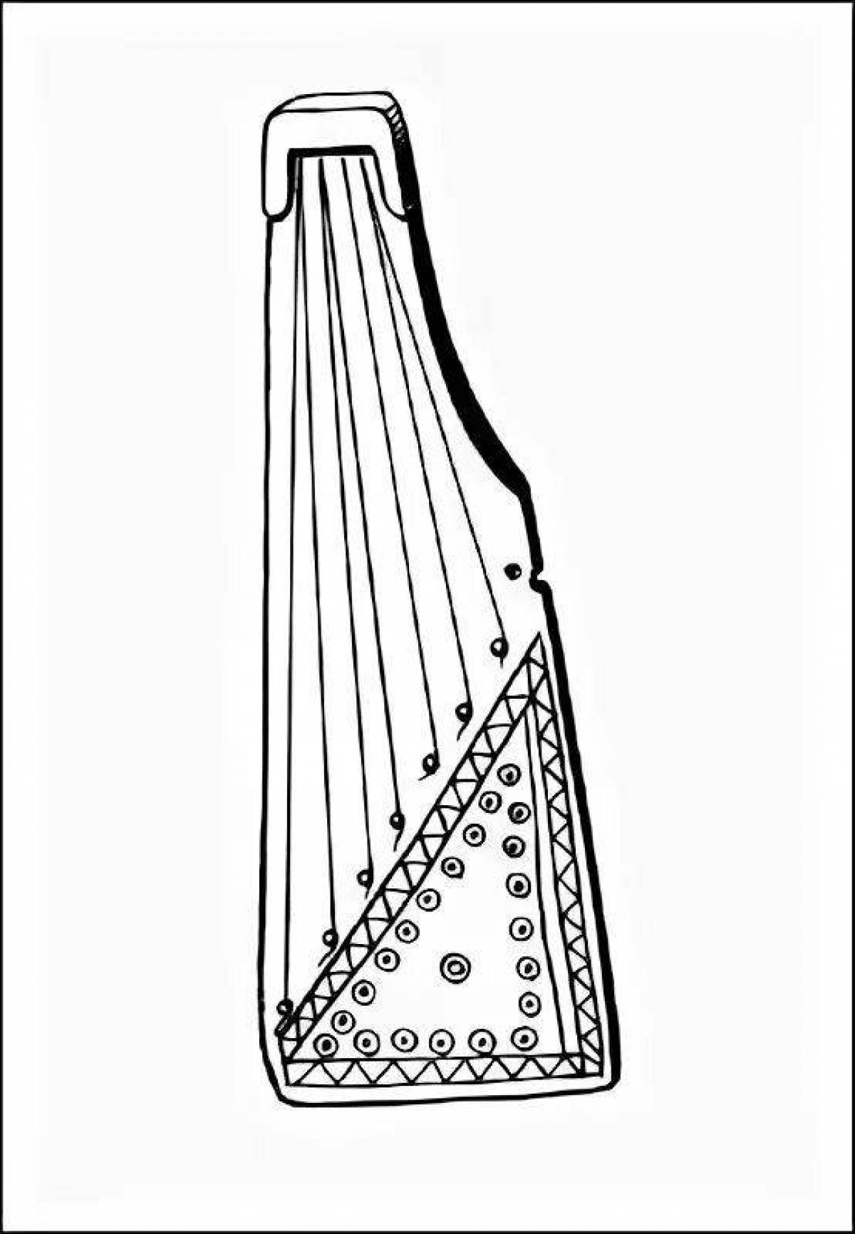 Coloring page funny psaltery musical instrument