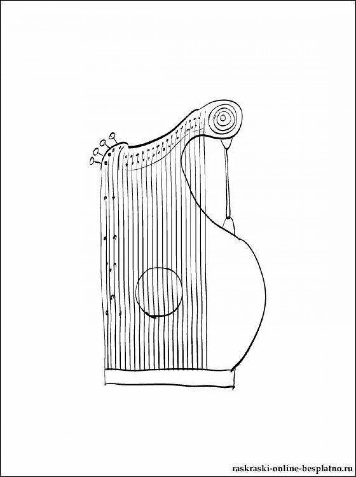 Coloring page nice musical instrument psaltery