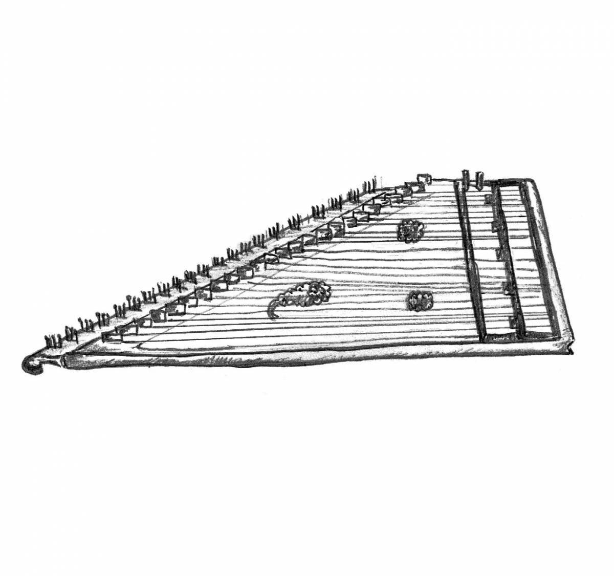 Coloring page amazing musical instrument psaltery