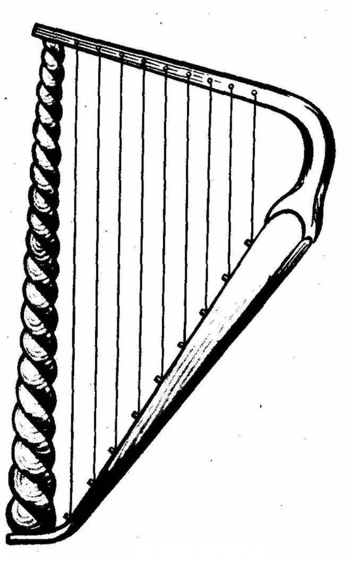 Coloring page charming musical instrument psaltery