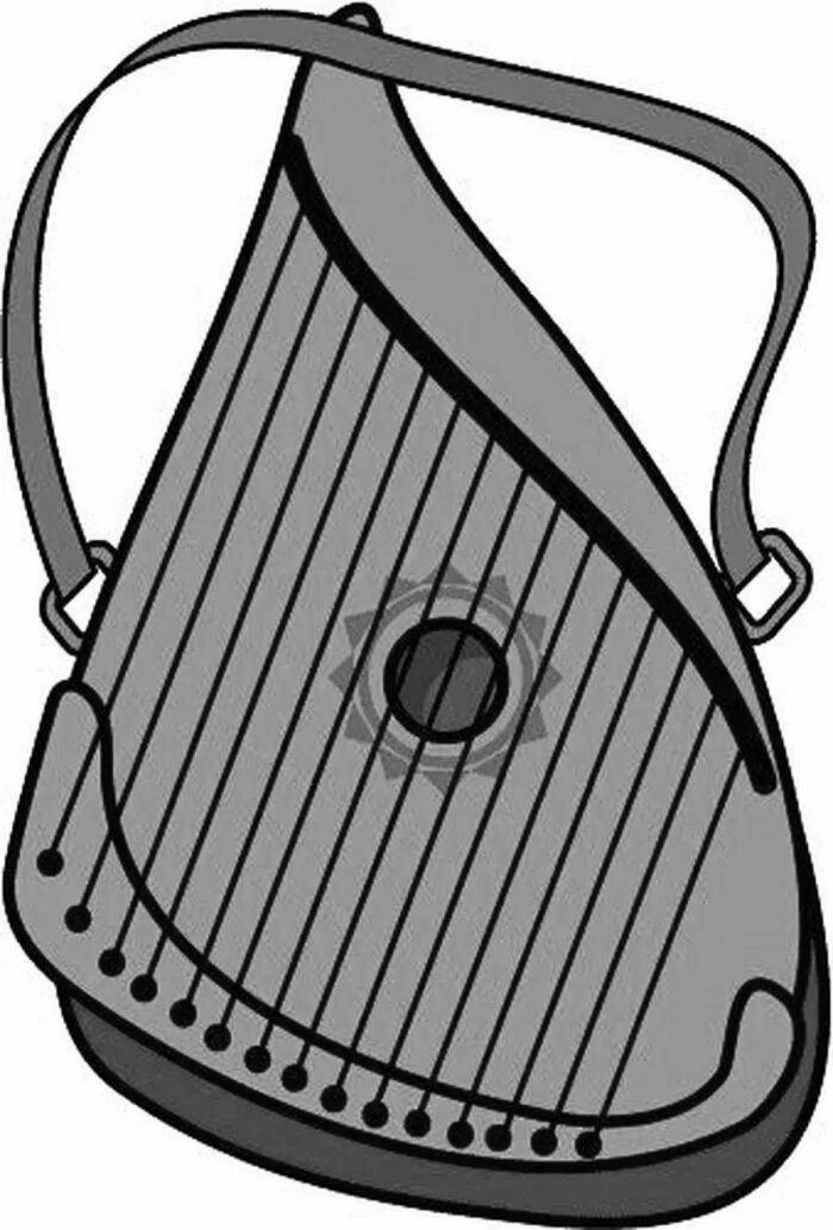 Coloring page delightful musical instrument psaltery