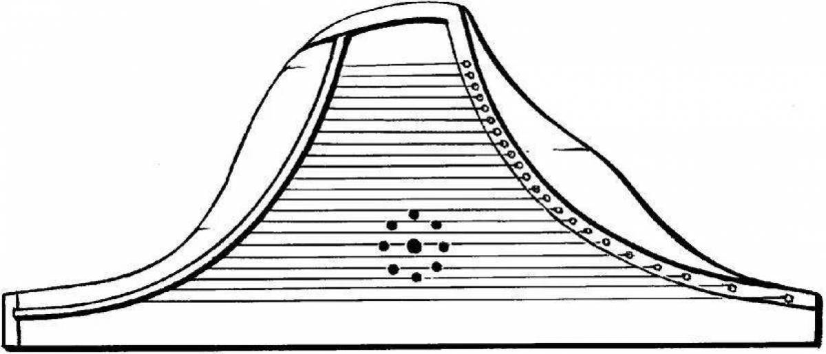 Coloring page cheerful musical instrument psaltery