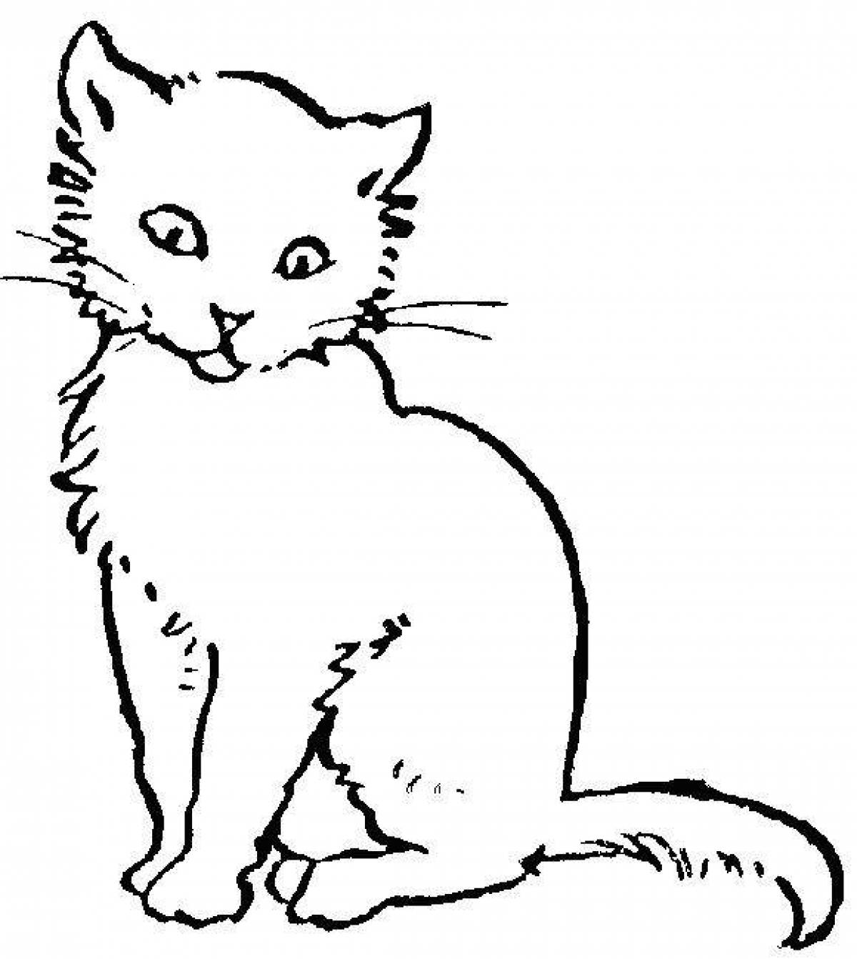 Coloring page playful cat and moccasins