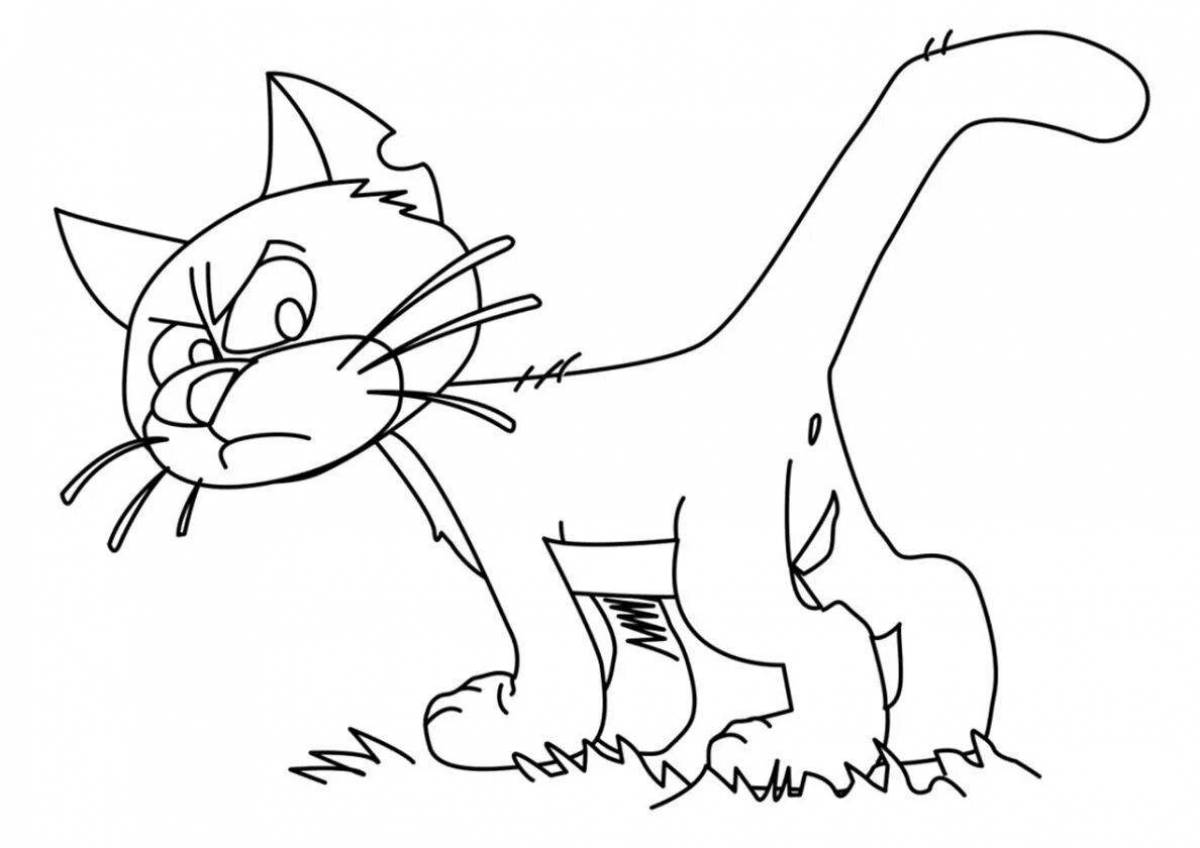 Coloring page adorable cat and moccasins