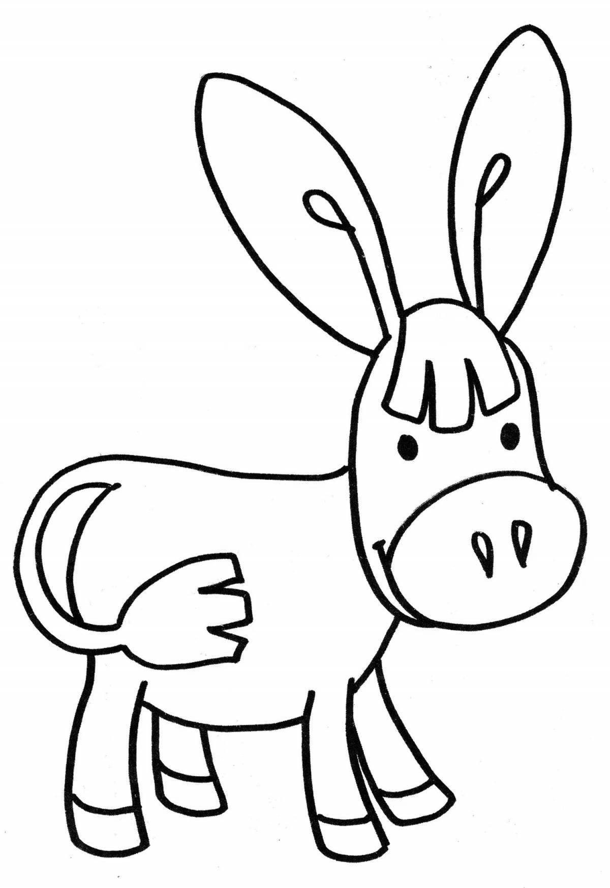 Colourful donkey coloring book for kids
