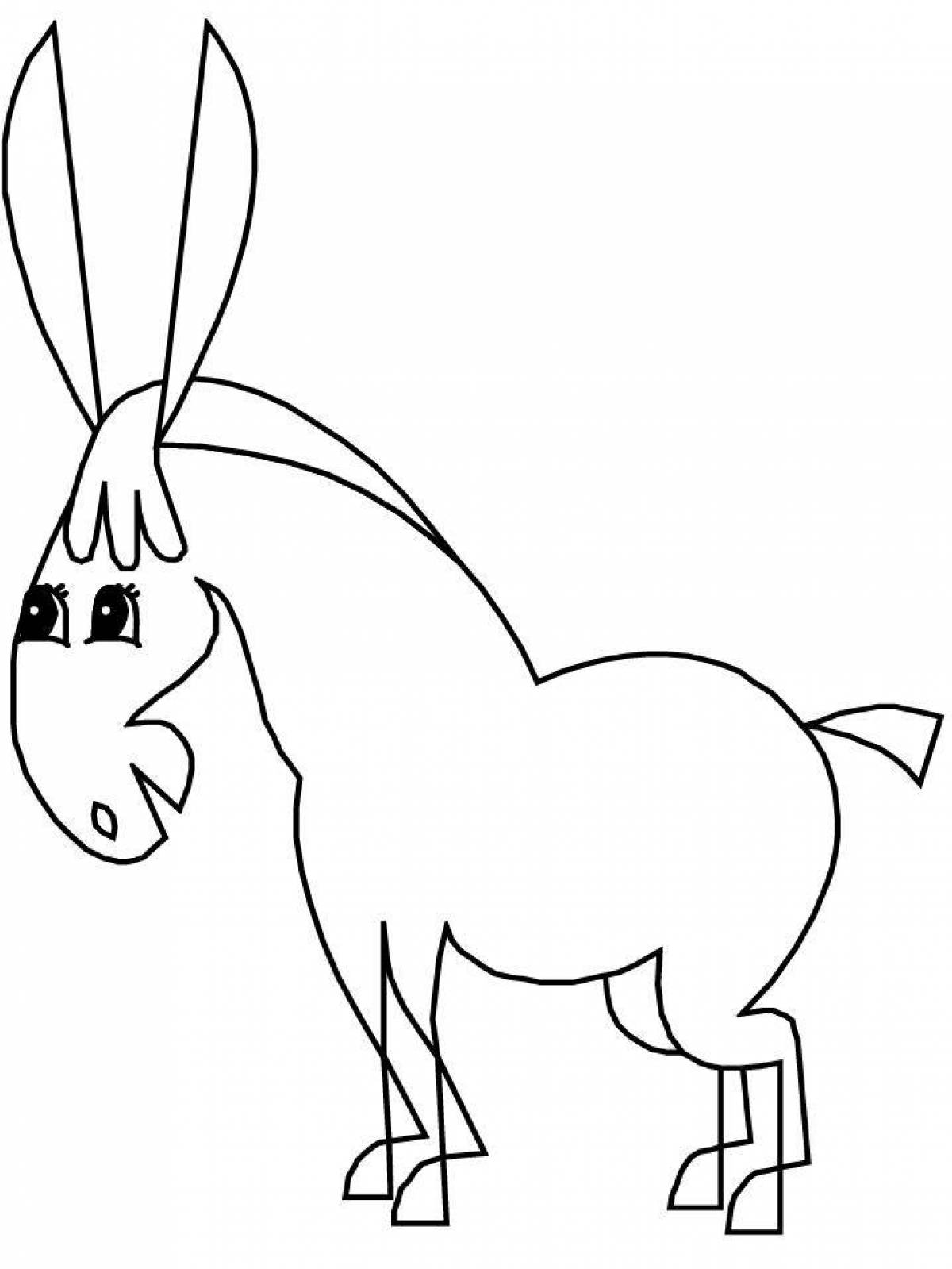 Playful donkey coloring for kids