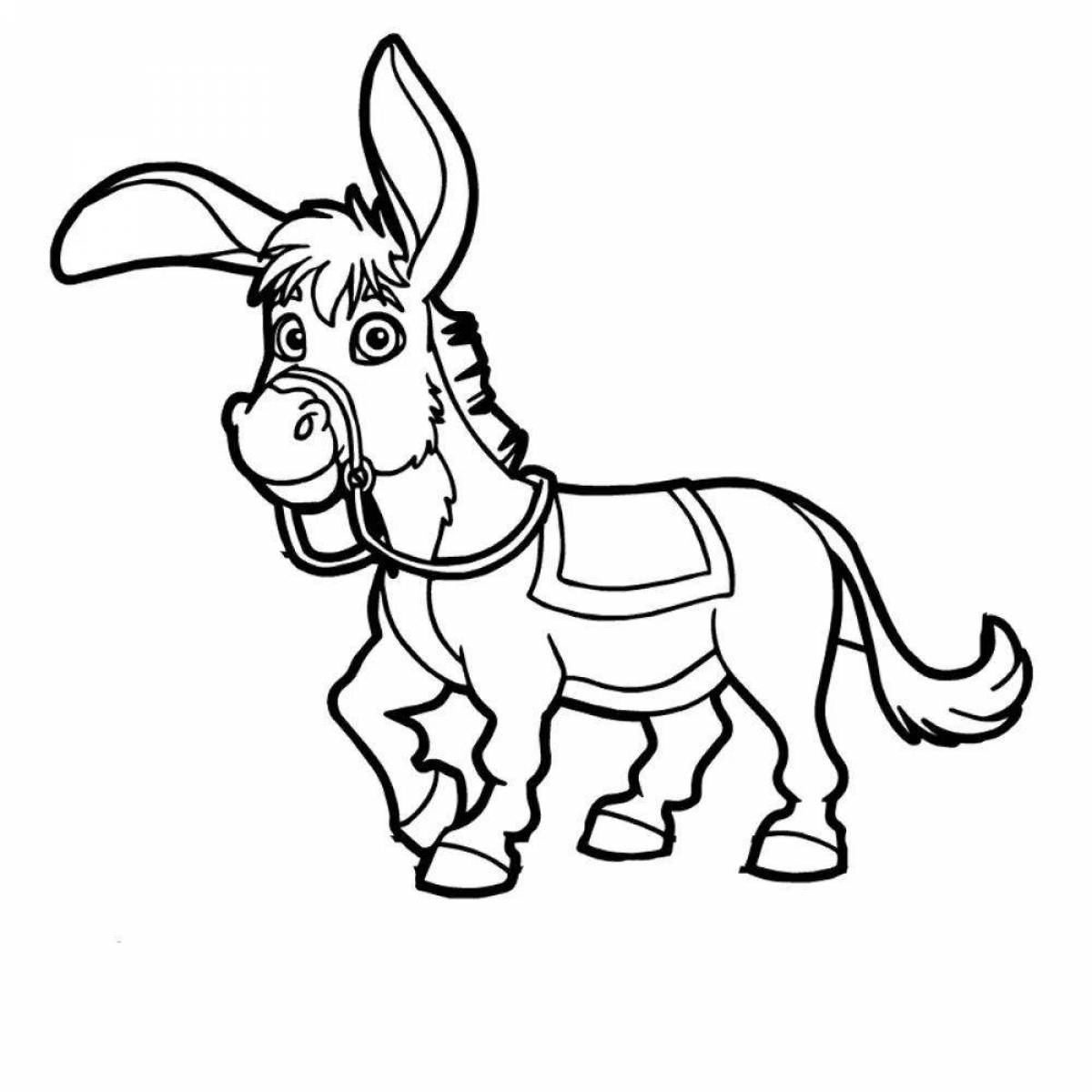 Joyful donkey coloring for kids