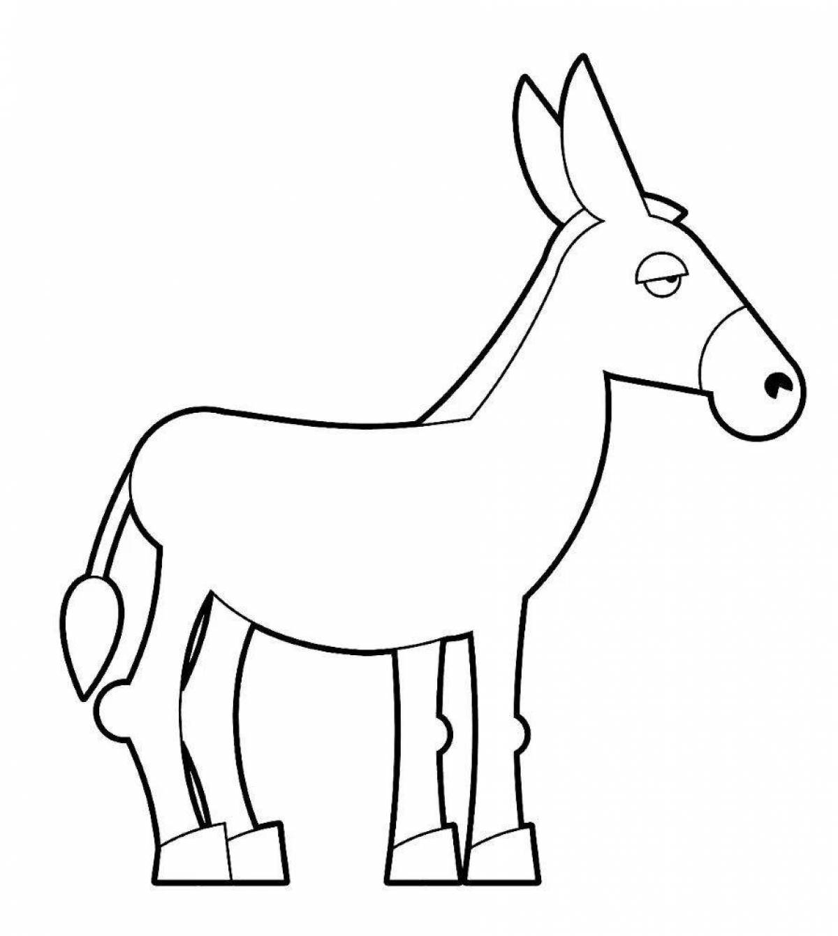 Cute coloring donkey for kids