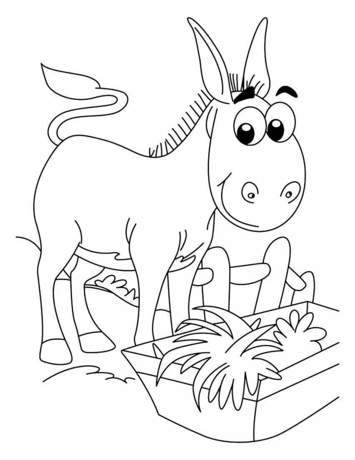 Fancy coloring donkey for kids