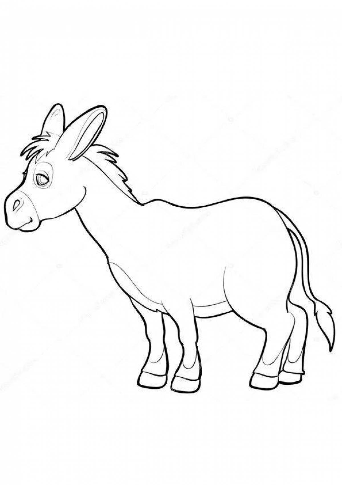 Cute donkey coloring book for kids