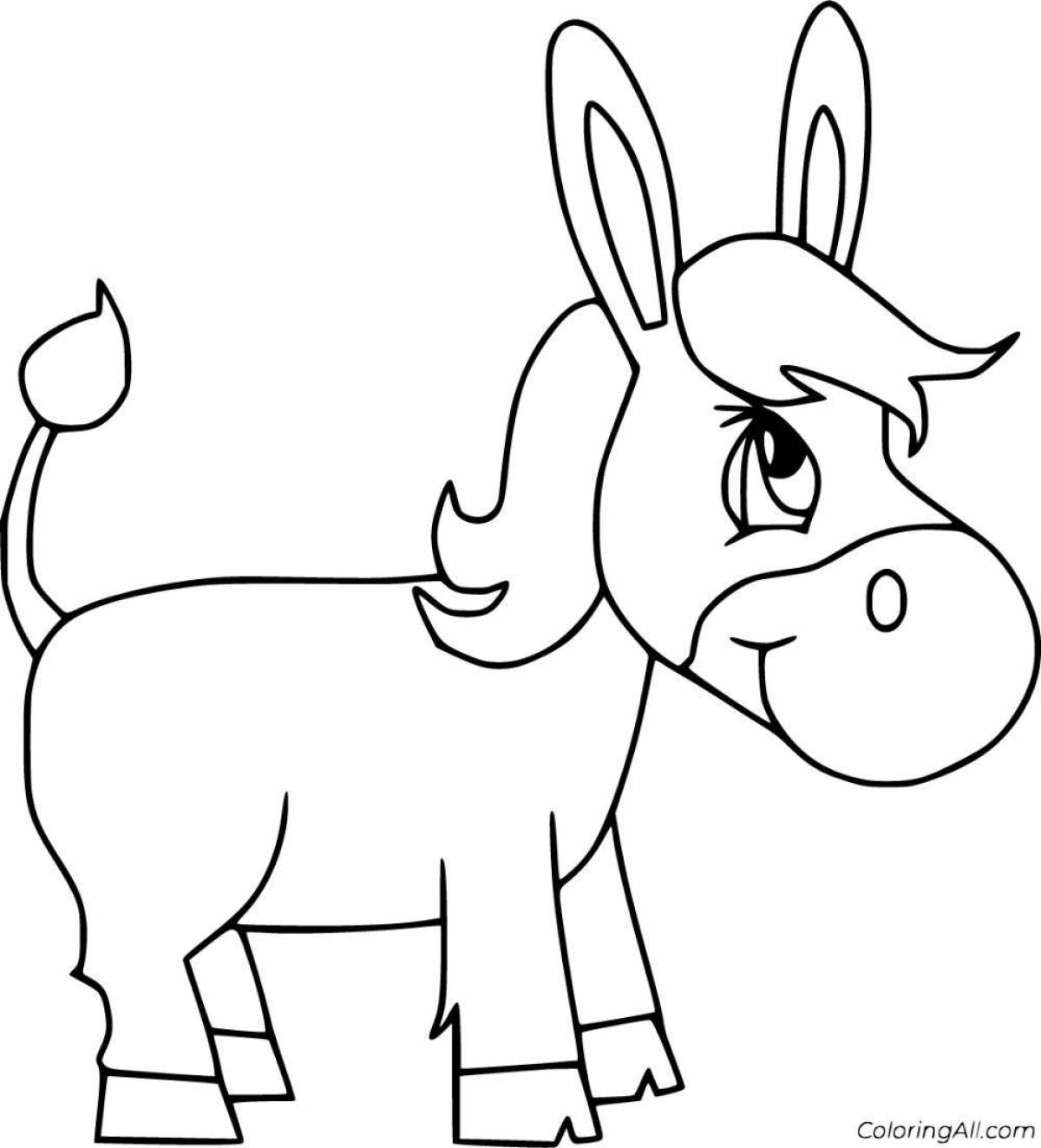 Animated coloring donkey for kids