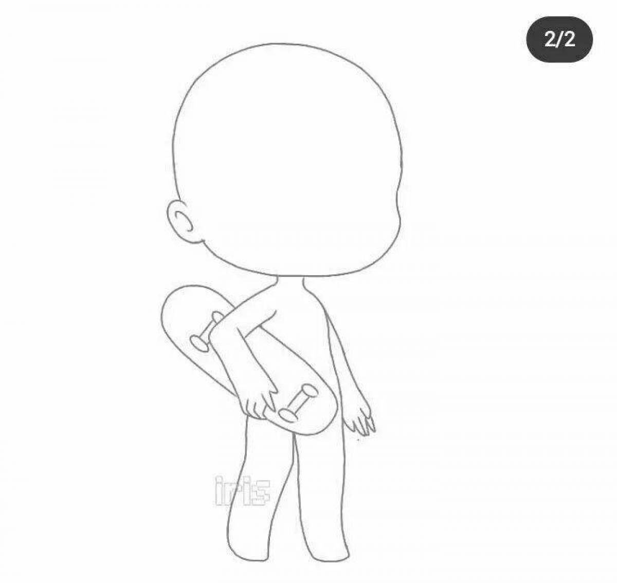 Gacha life coloring page with cheerful body
