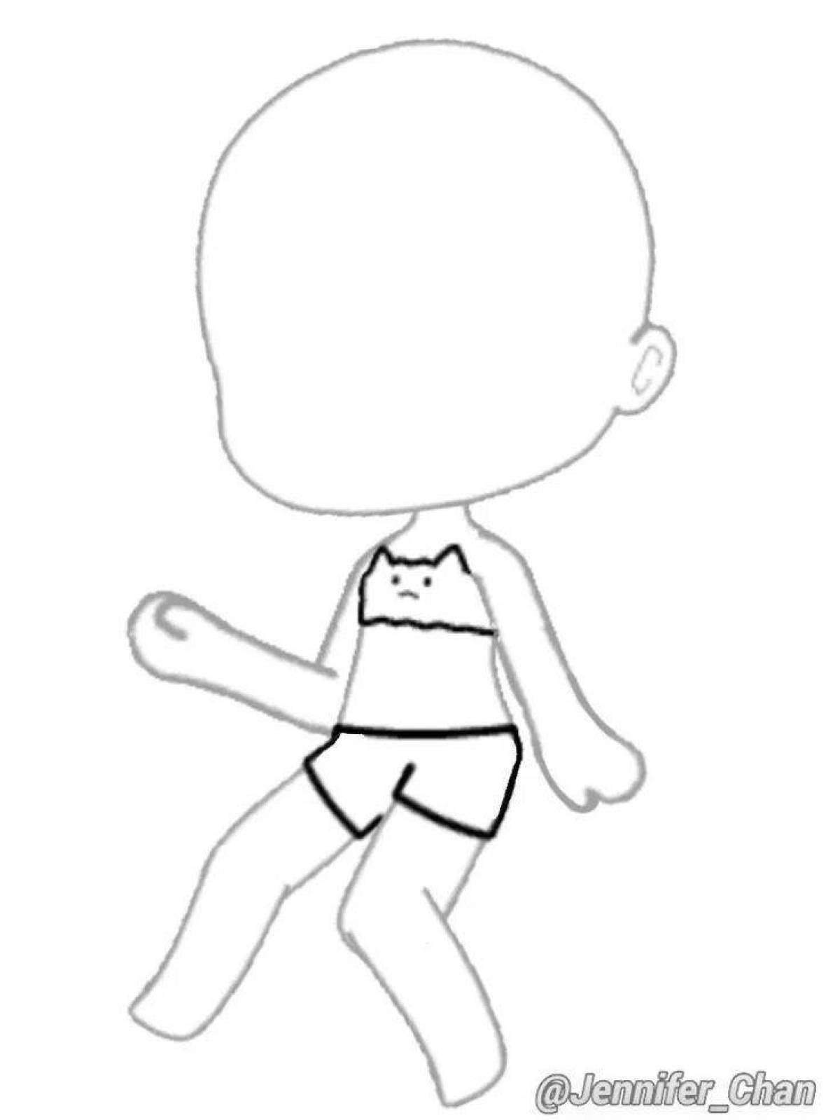 Gacha life playful body coloring page