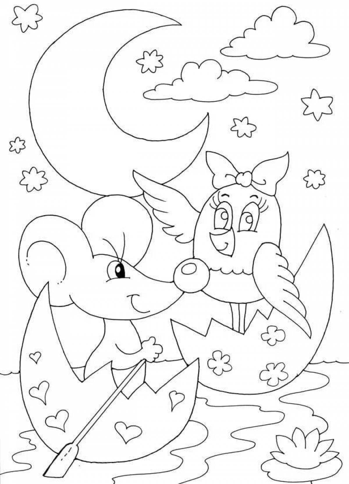 Fantastic tale of the silly mouse coloring page