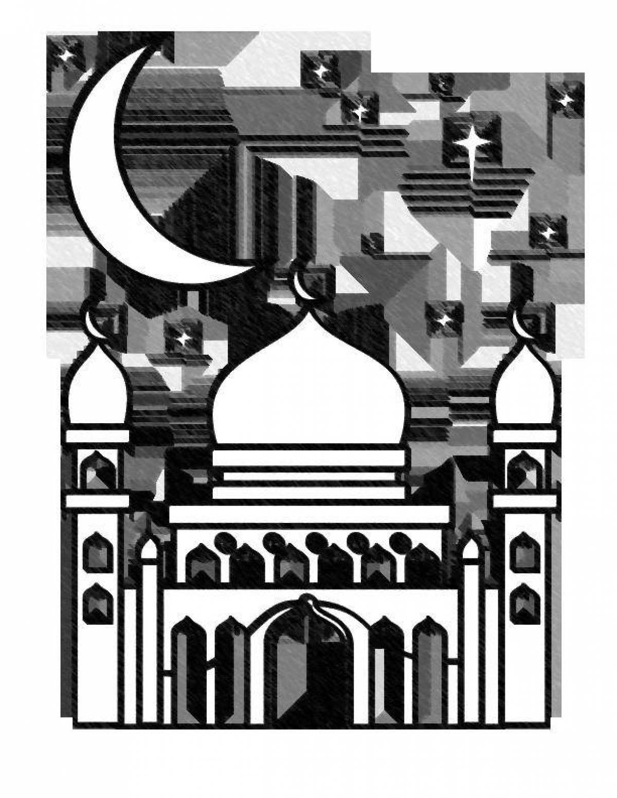 Mosque bright coloring for kids