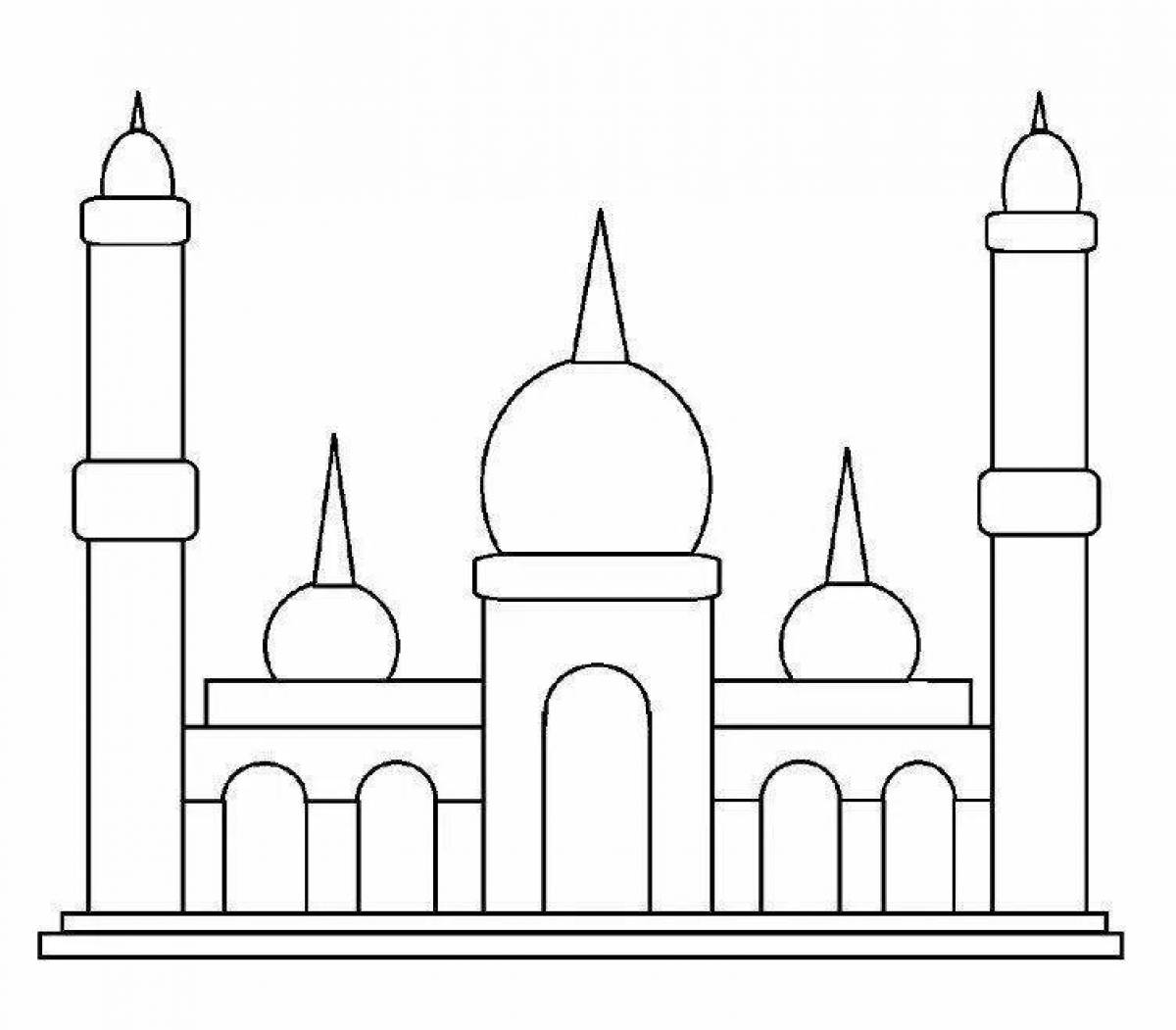 Joyful mosque coloring pages for kids