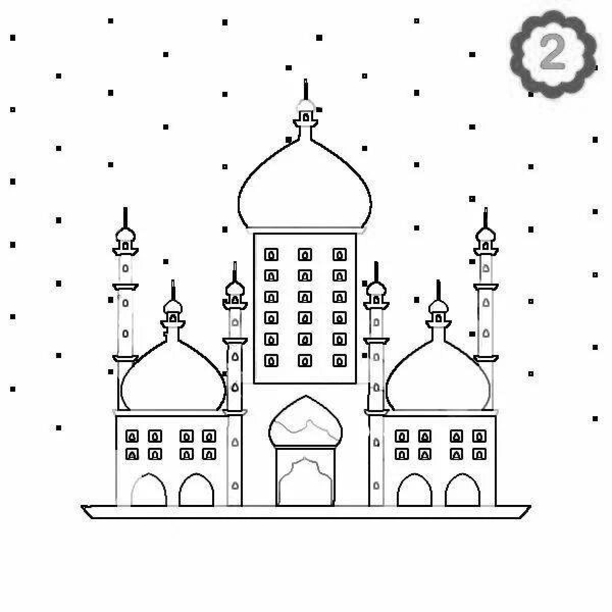 A playful coloring of the mosque for children