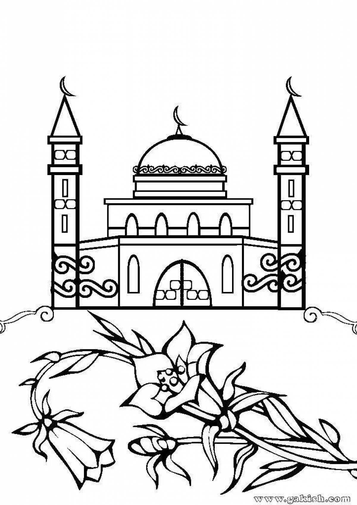 Очаровательная раскраска мечети для детей