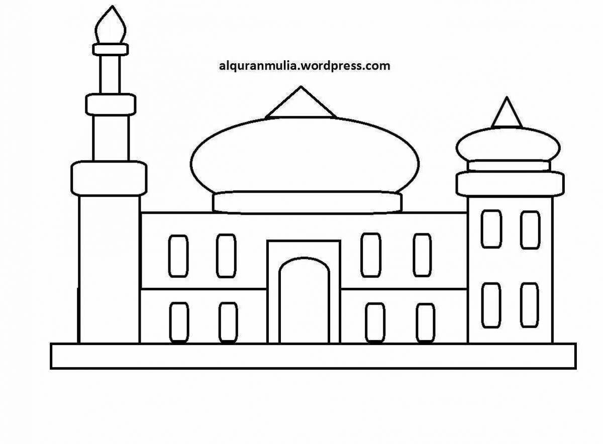 Coloring book magical mosque for kids