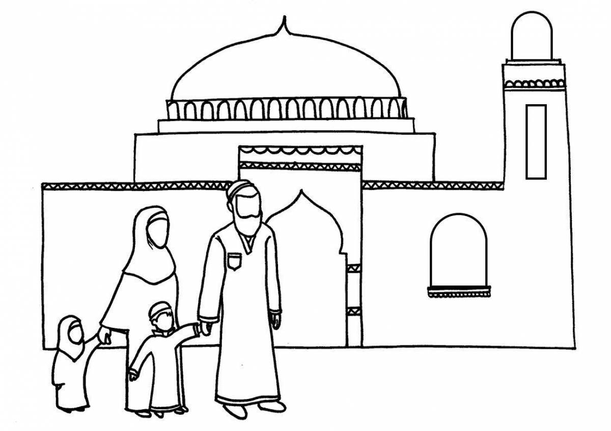 Fabulous mosque coloring pages for kids