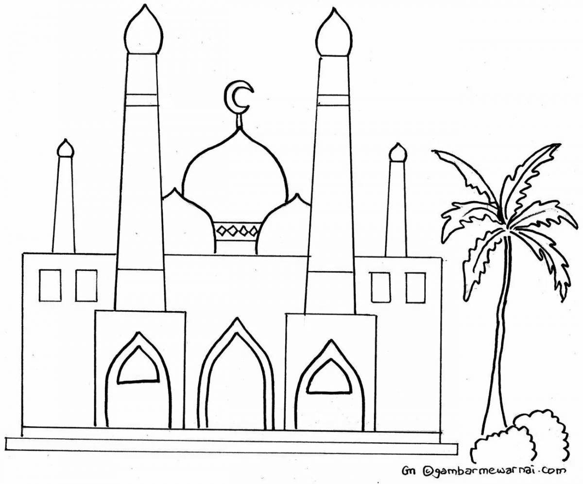 Удивительная раскраска мечети для детей