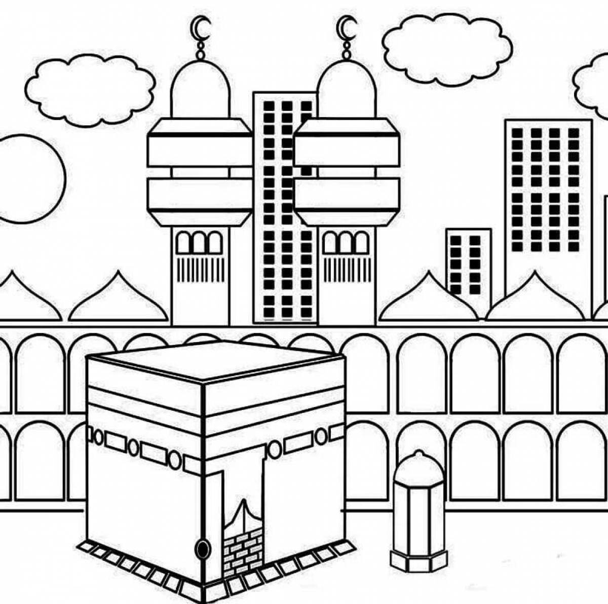 Glorious mosque coloring pages for kids