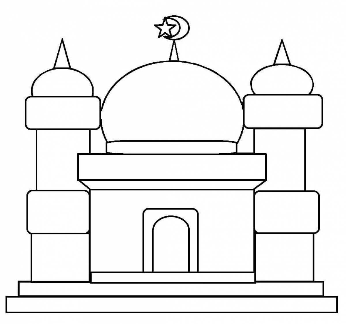 Large mosque coloring pages for kids