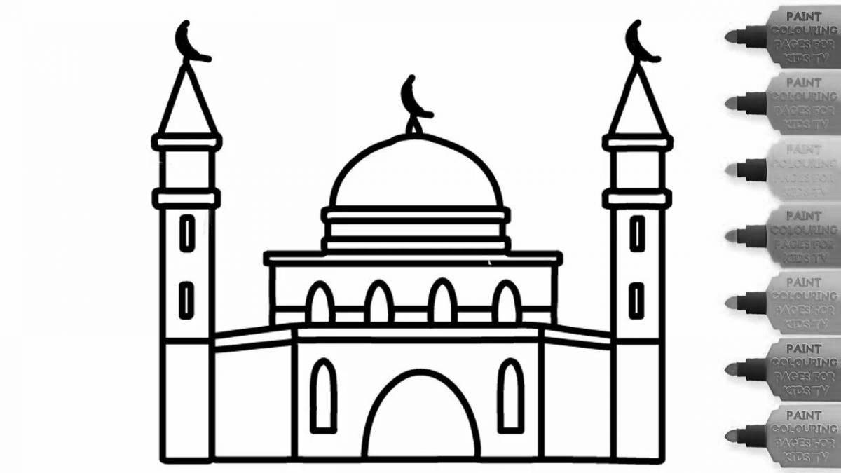 Раскраска элегантная мечеть для детей