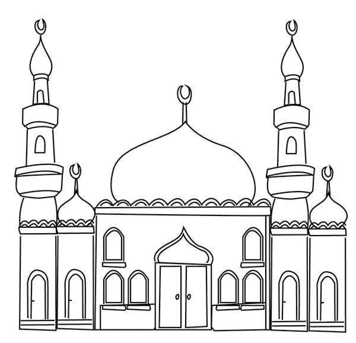 Милая раскраска мечети для детей