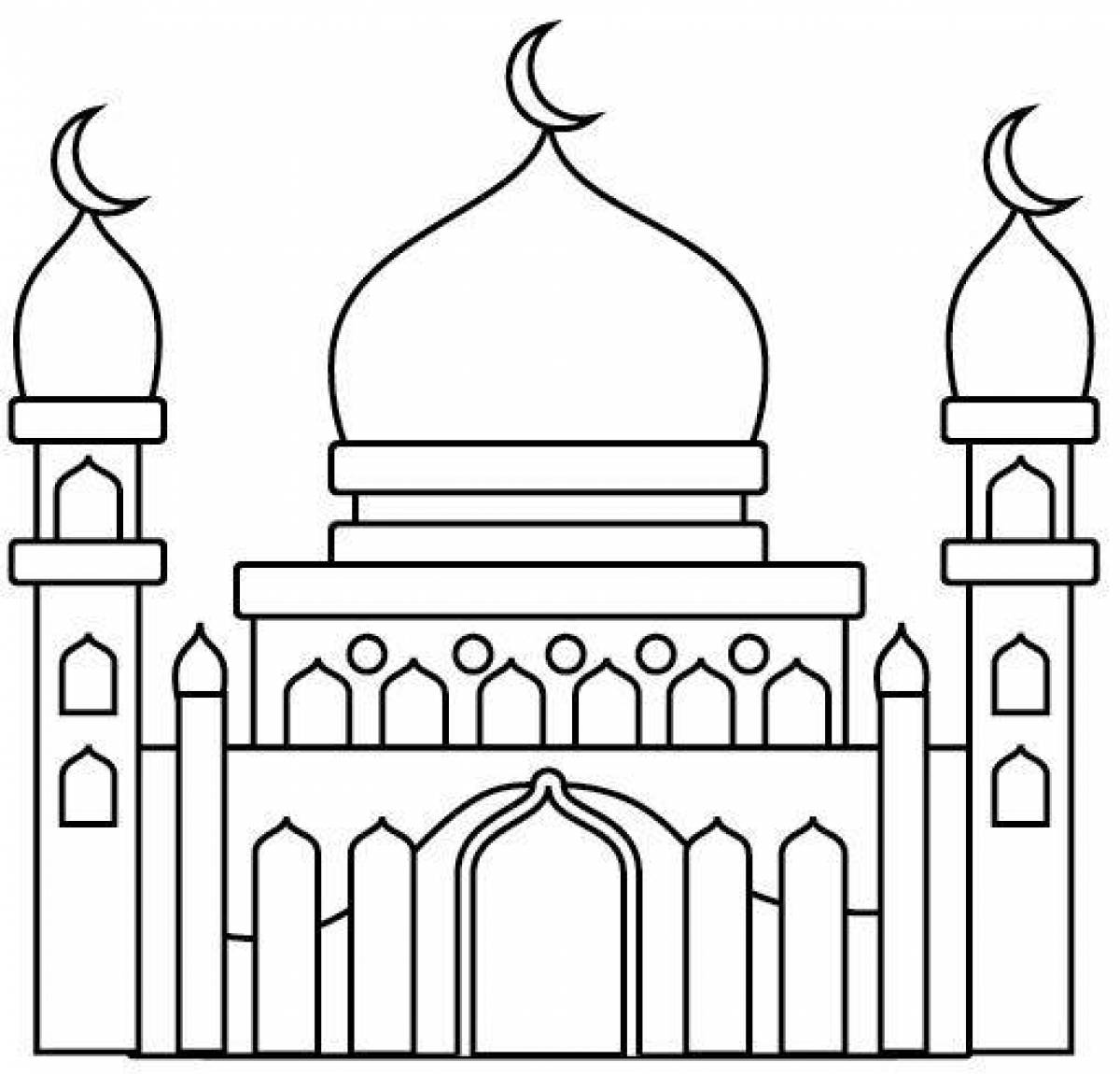 Fancy mosque coloring for kids