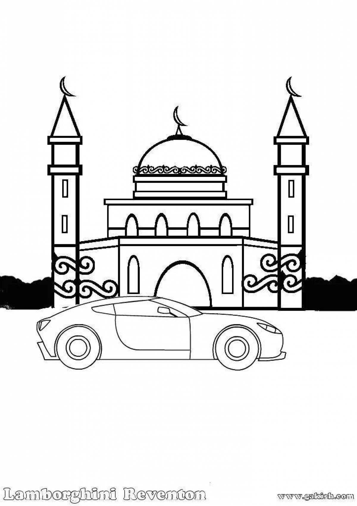 Festive mosque coloring book for kids