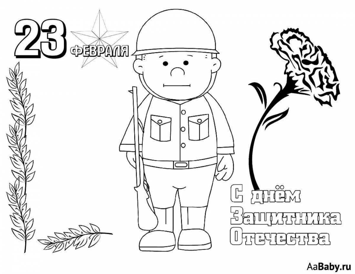 Coloring page playful defender of the fatherland