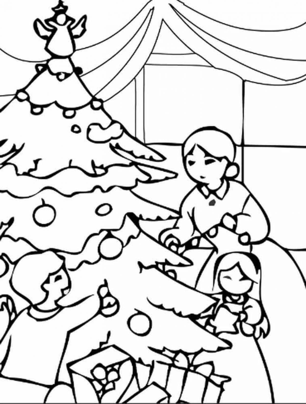 Веселая рождественская раскраска для детей 6-7 лет