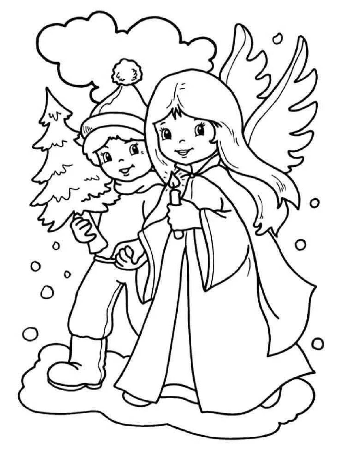Luminous Christmas coloring book for children 6-7 years old