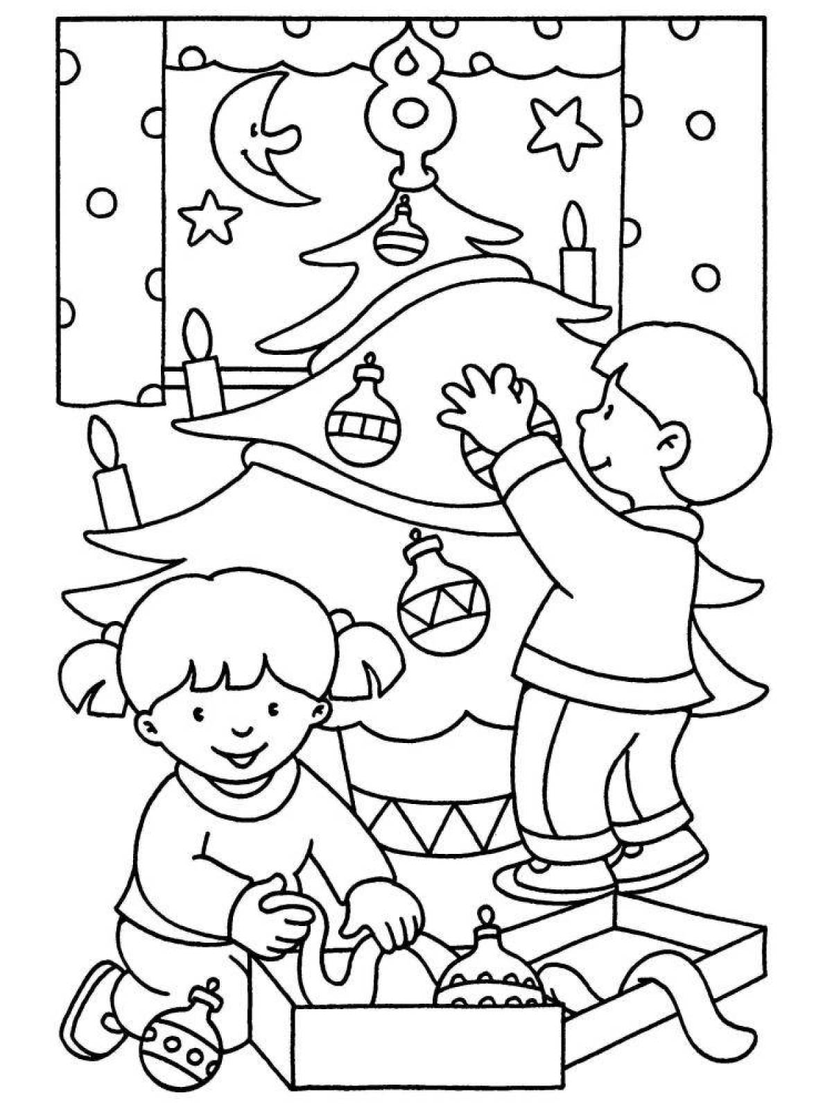 Причудливая рождественская раскраска для детей 6-7 лет